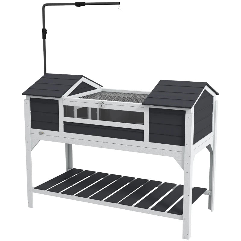 Pet Tortoise House with Adjustable Lamp Holder & Storage Shelf - Gray