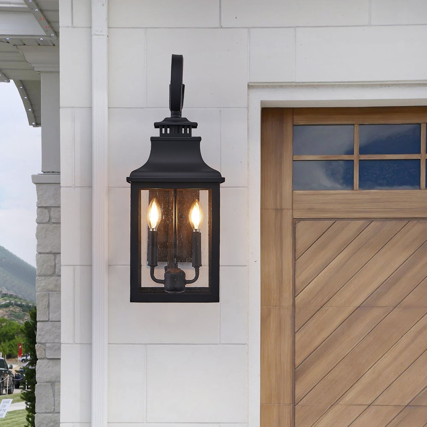 Outdoor Wall Lantern Light - Vintage Black Metal Sconce