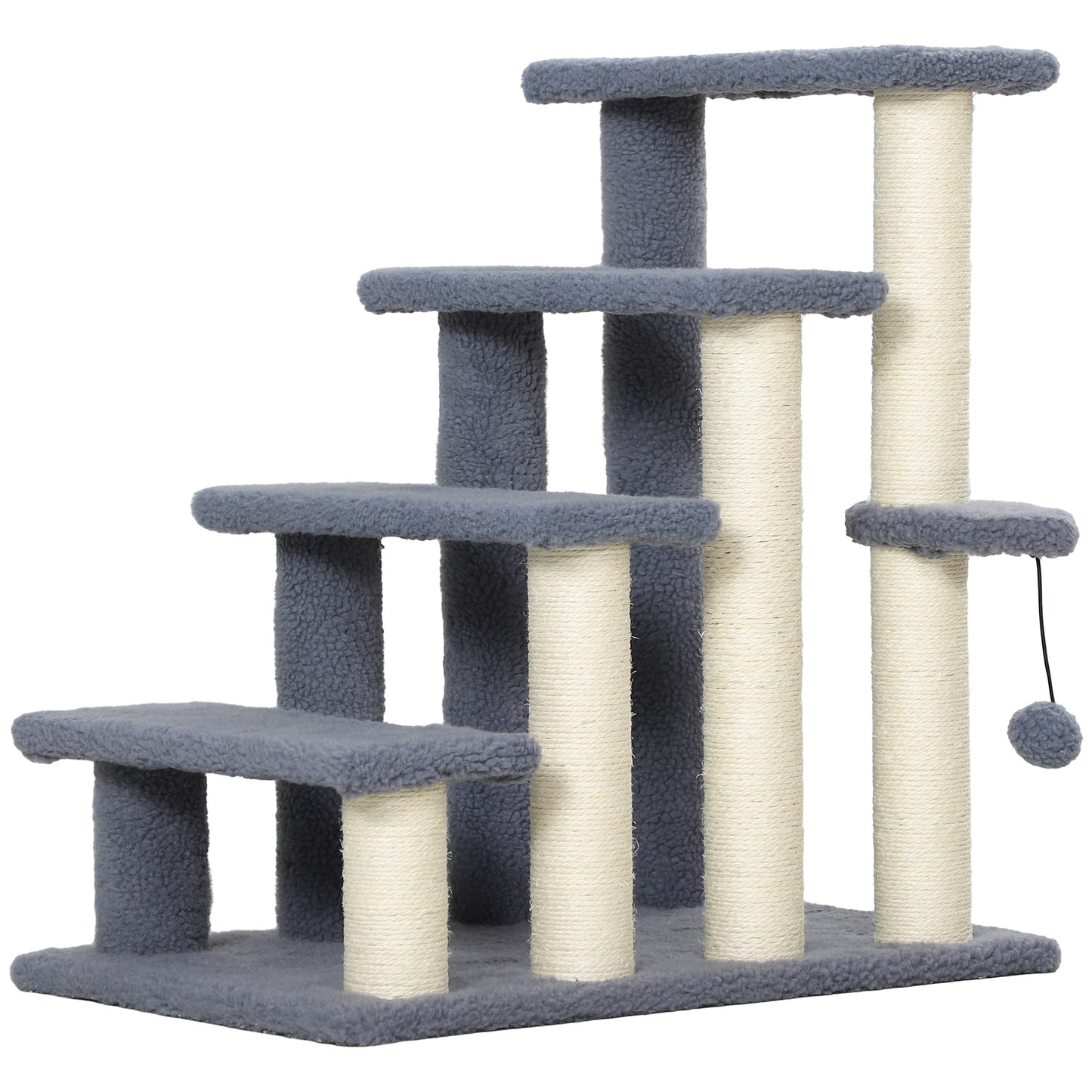 Cat Steps with Scratching Posts for High Beds & Sofas - Gray, 4 Levels