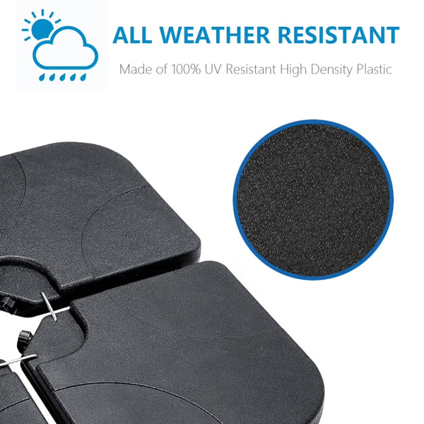 Outdoor Cantilever Umbrella Base 130 Lbs Water & Sand Fillable Square Stand Set