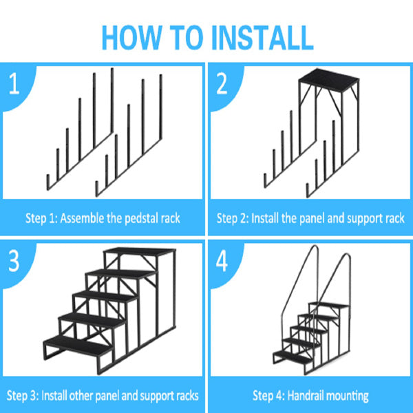 Heavy-Duty Pool & RV Step Ladder with Handrail - 660Lb Capacity, Anti-Slip
