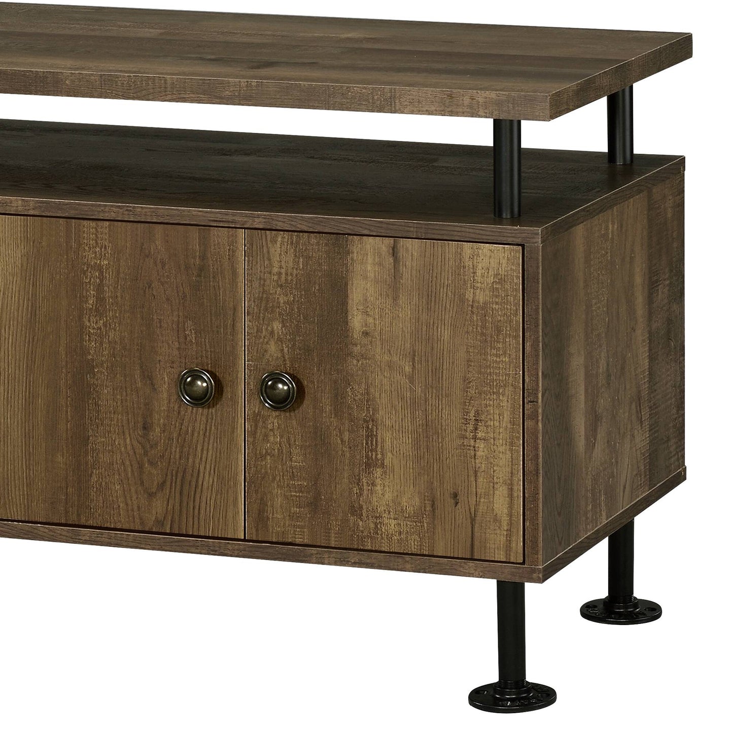 Rustic Oak & Black Finish TV Stand for 50-59 Inch TVs