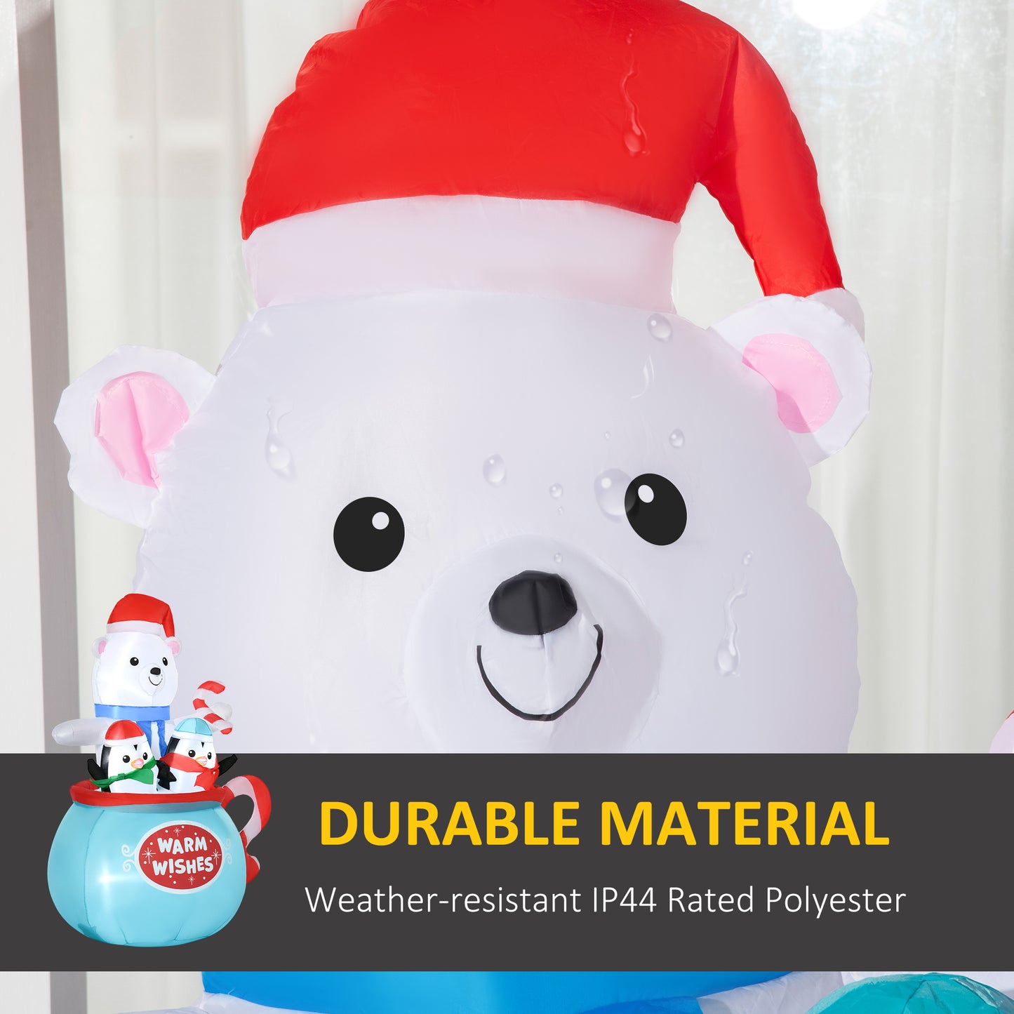 Inflatable Christmas Polar Bear and Penguins with LED Lights