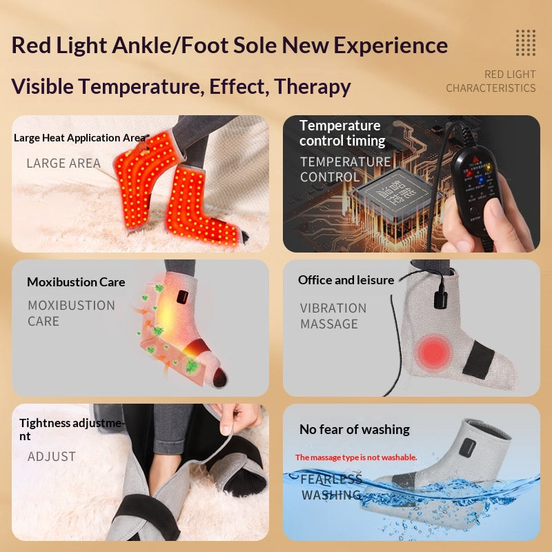 Red Light Therapy Ankle Brace with Heat & Massage - Electrothermal Support
