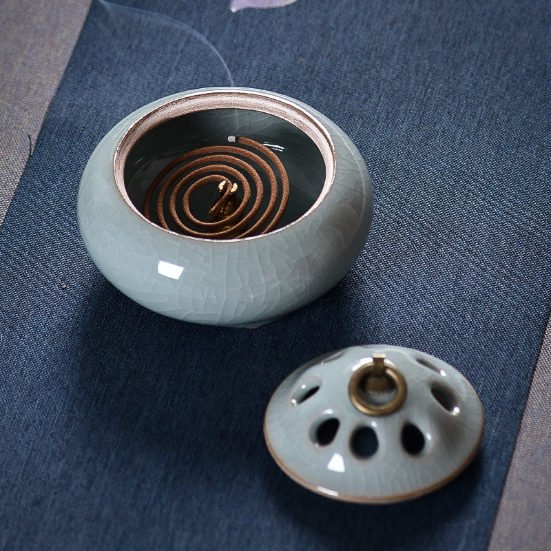 Antique-Style Ceramic Incense Burner for Home Use - Multiple Colors
