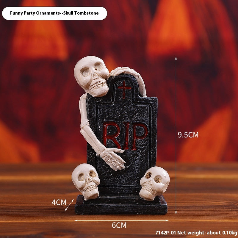 Halloween Pumpkin Haunted House Decorations Resin Props Set - Multiple Variants