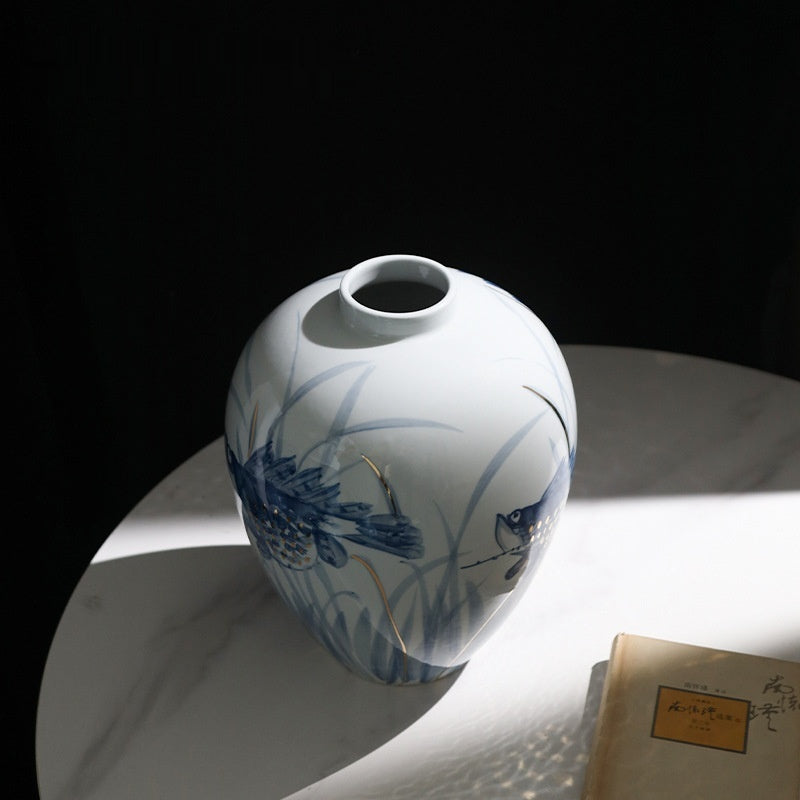 Minimalist Ceramic Vase 34x27x27cm - Hand-Painted Modern Home Decor