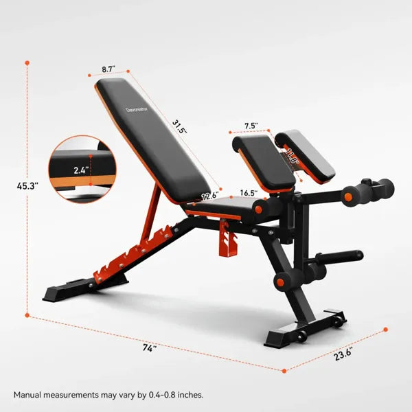 Adjustable Preacher Curl Weight Bench with Leg Extension