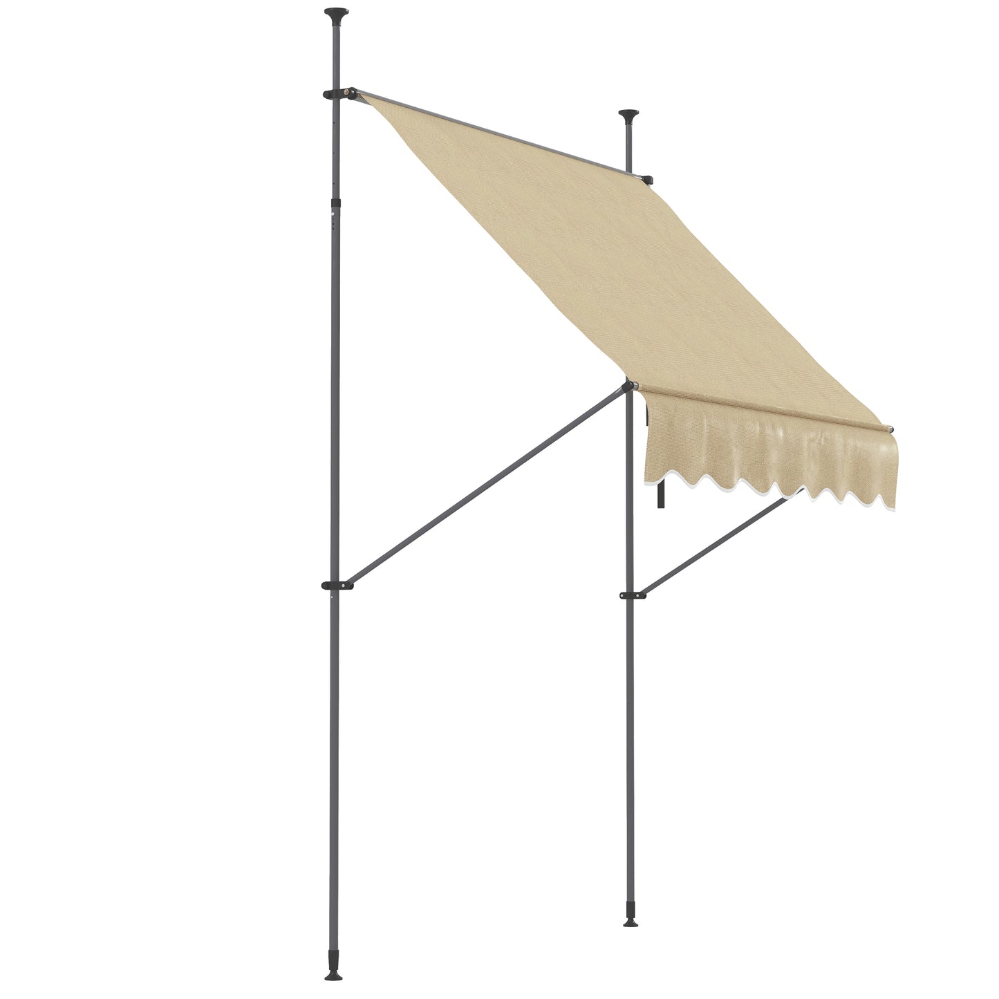 Manual Retractable Patio Awning - UV Resistant, 6.5' x 4', Beige