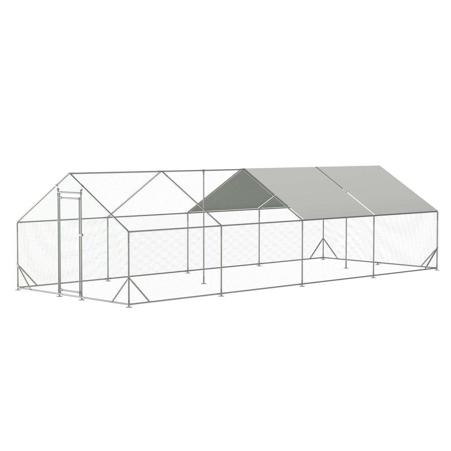 Large Metal Chicken Coop Walk-In Poultry Cage with Waterproof Cover - Multiple Sizes