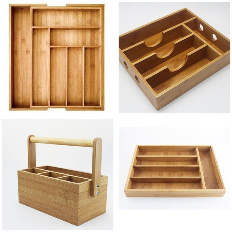 Bamboo Drawer Organizer for Kitchen Utensils and Sundries - Multiple Sizes