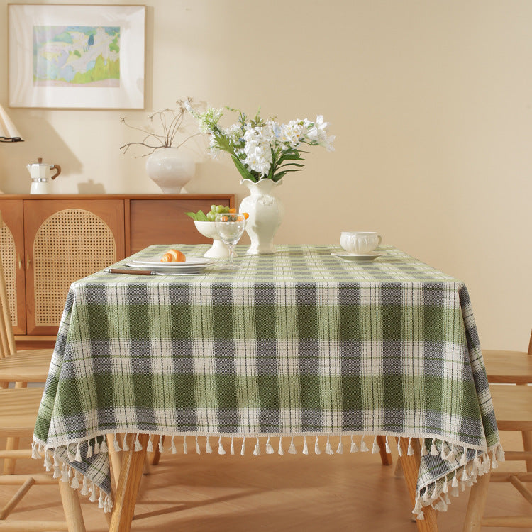 Pastoral Style Thickened Polyester Plaid Table Cloth for Kitchen & Dining