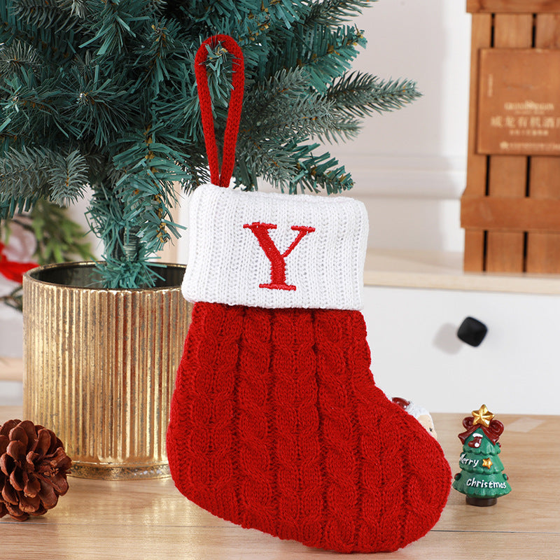 Christmas Stockings Decorative Wool Knitted Socks - Creative Tree Pendant