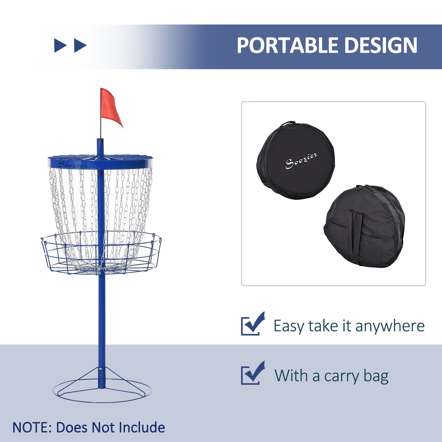 Portable Disc Golf Basket with 24 Chains & Carry Bag - Dark Blue