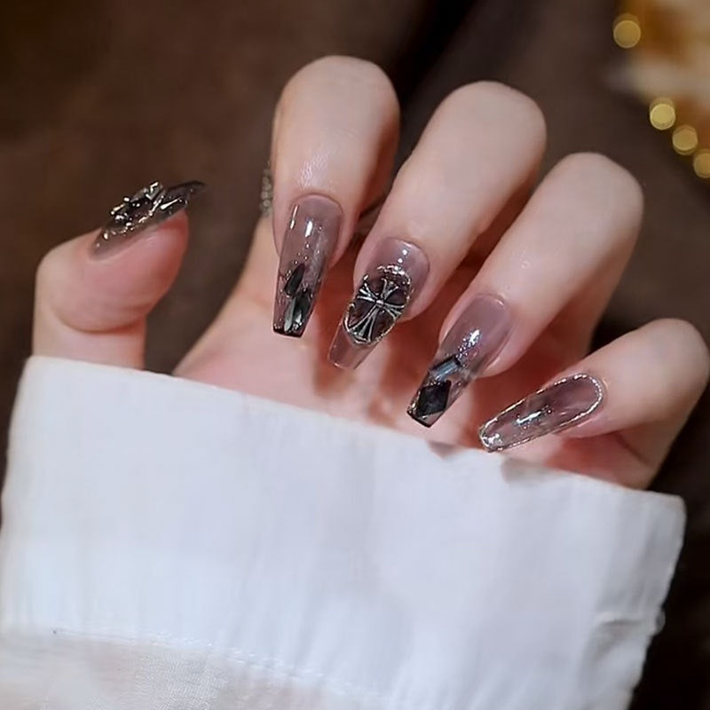 Women's Nail Art Kit with Detachable Color Variants - Spicy White Armor Design