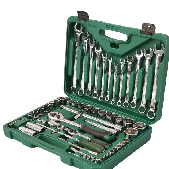 61-Piece Mechanics Tool Set with Sockets, Wrenches & Ratchets for Auto & Machine Repair