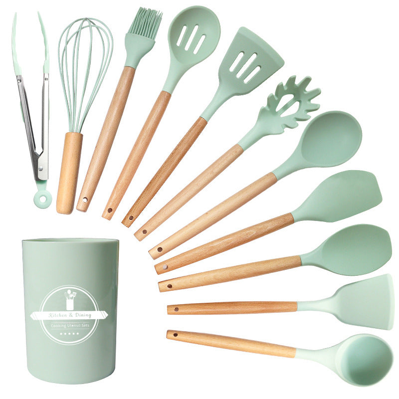 Silicone Soup Spoon & Pan Spatula Set Non-Stick High Temp Kitchen Utensils