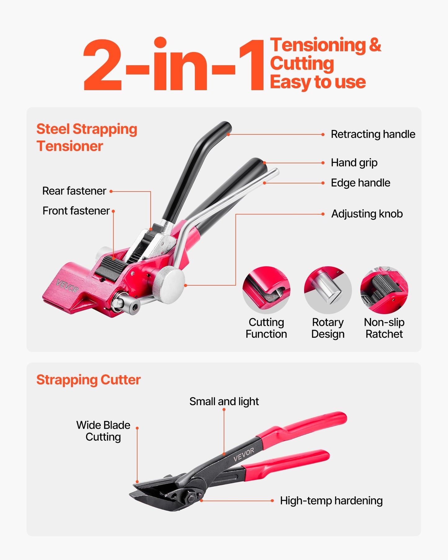 Heavy Duty Steel Strapping Kit with Tensioner, 200 Ft Straps & Clamps