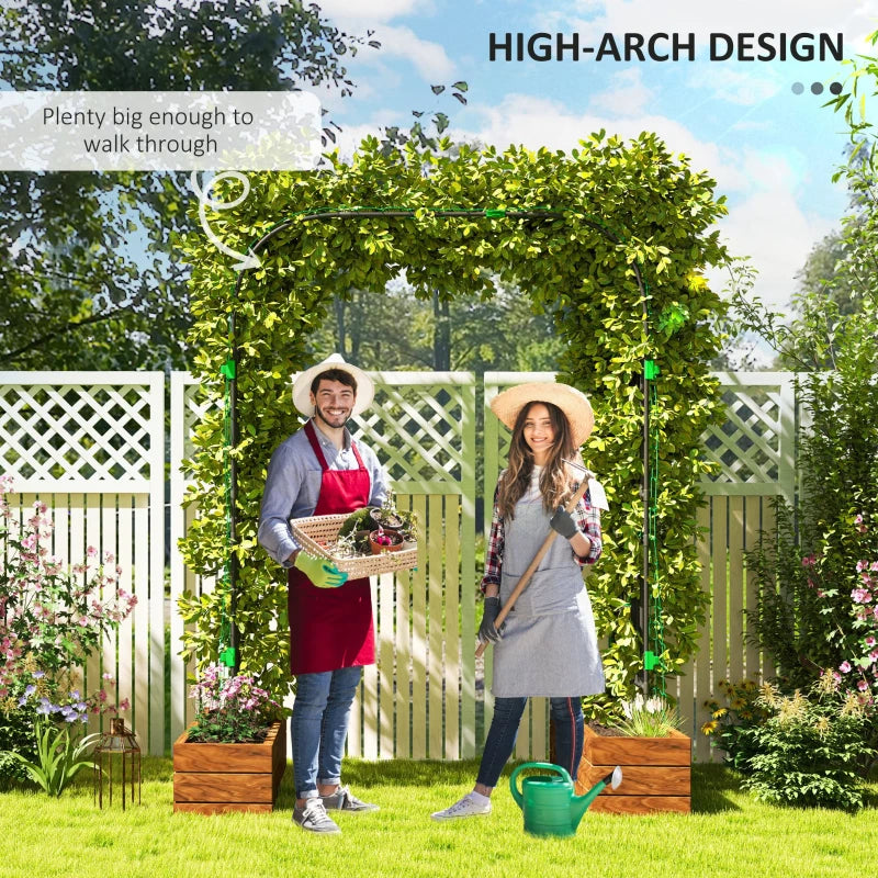 8 FT Tall Metal Garden Arch Trellis with Climbing Net for Plants - Black