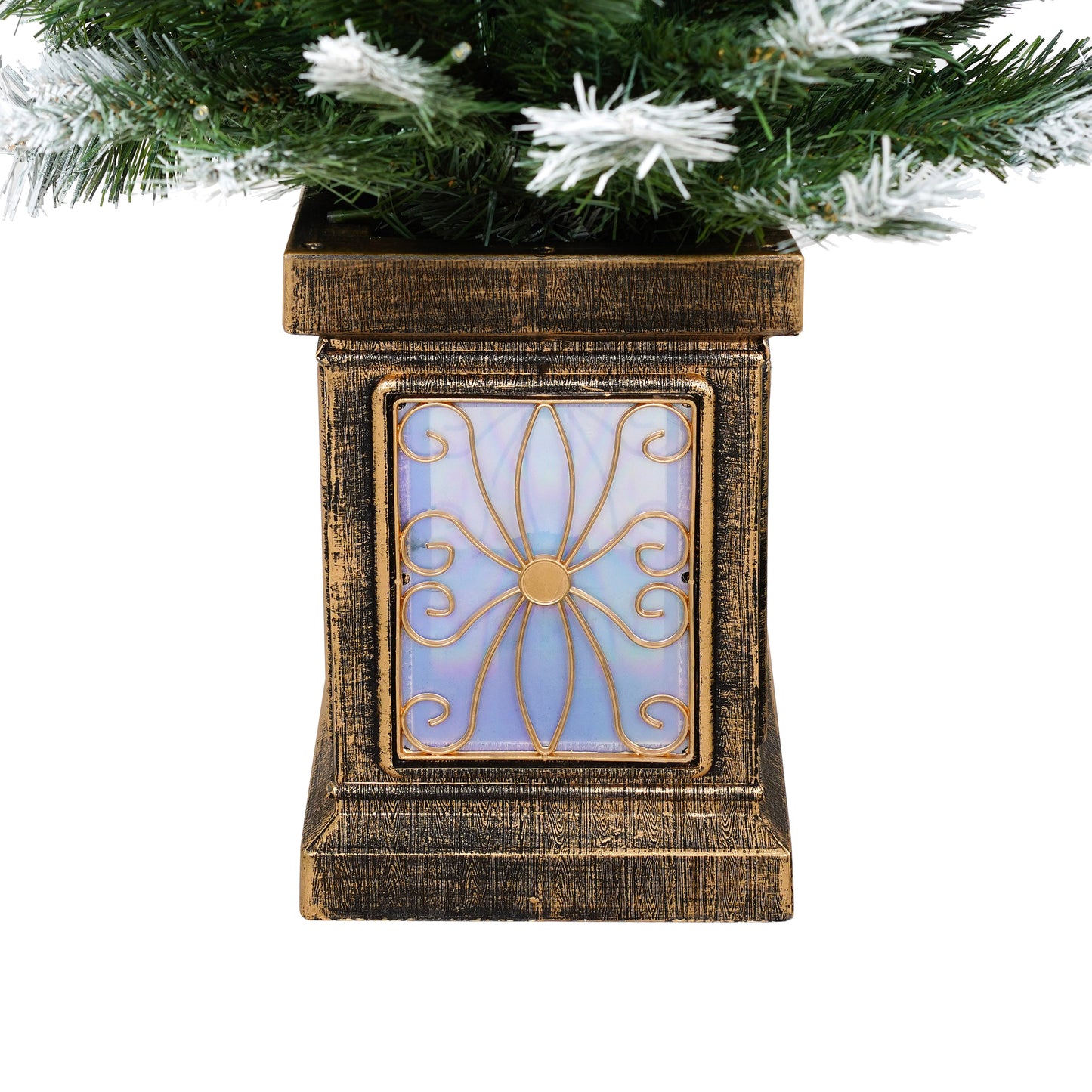 Artificial Christmas Wreath & 2 Pre-Lit Entrance Trees Set - White & Green