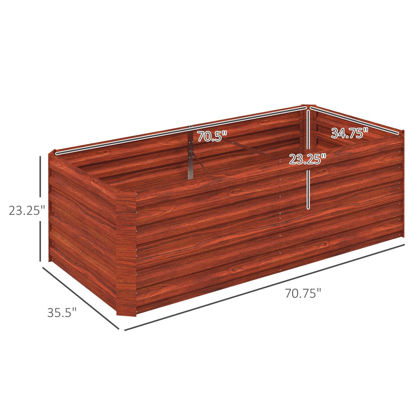 Galvanized Steel Raised Garden Bed Outdoor Planter 71x36x23 Dark Brown