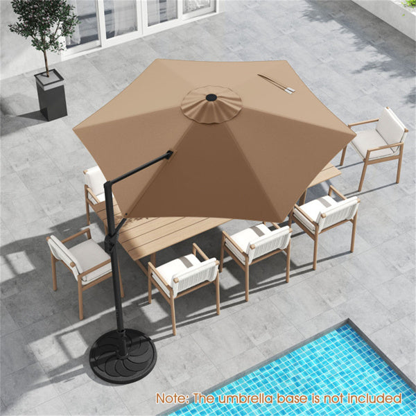 9x8.2FT Cantilever Patio Umbrella - Double-Tier Vented Canopy, Brown