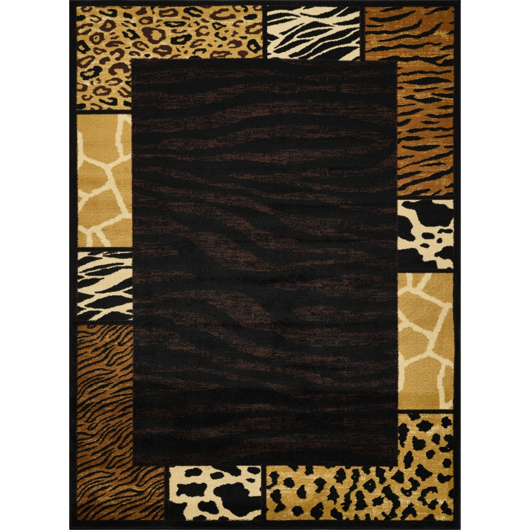 Animal Print Area Rug - 5'3" x 7'3" - Black Multi
