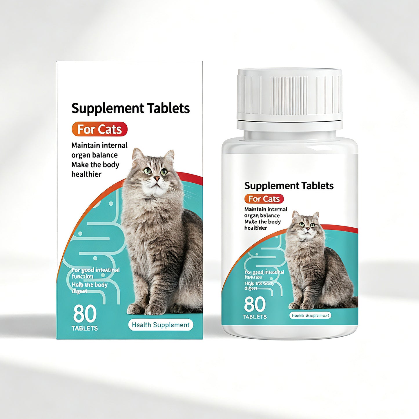 Cat Probiotic Supplement Tablets for Digestive & Immune Support - 80 Count