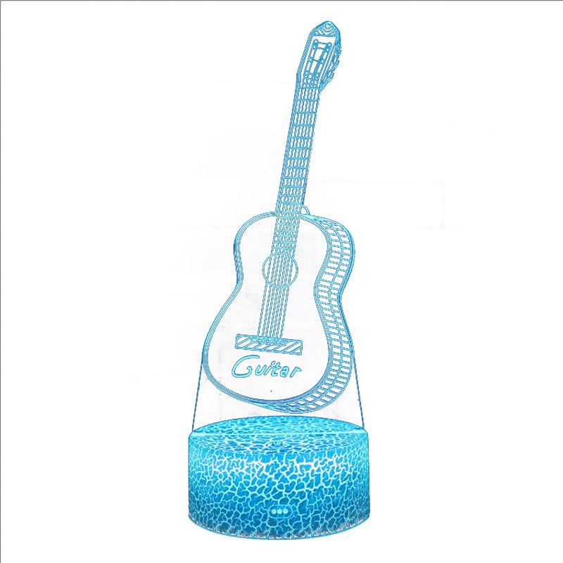 Electric Guitar Violin 3D Table Lamp with Multi-Color Touch & Remote