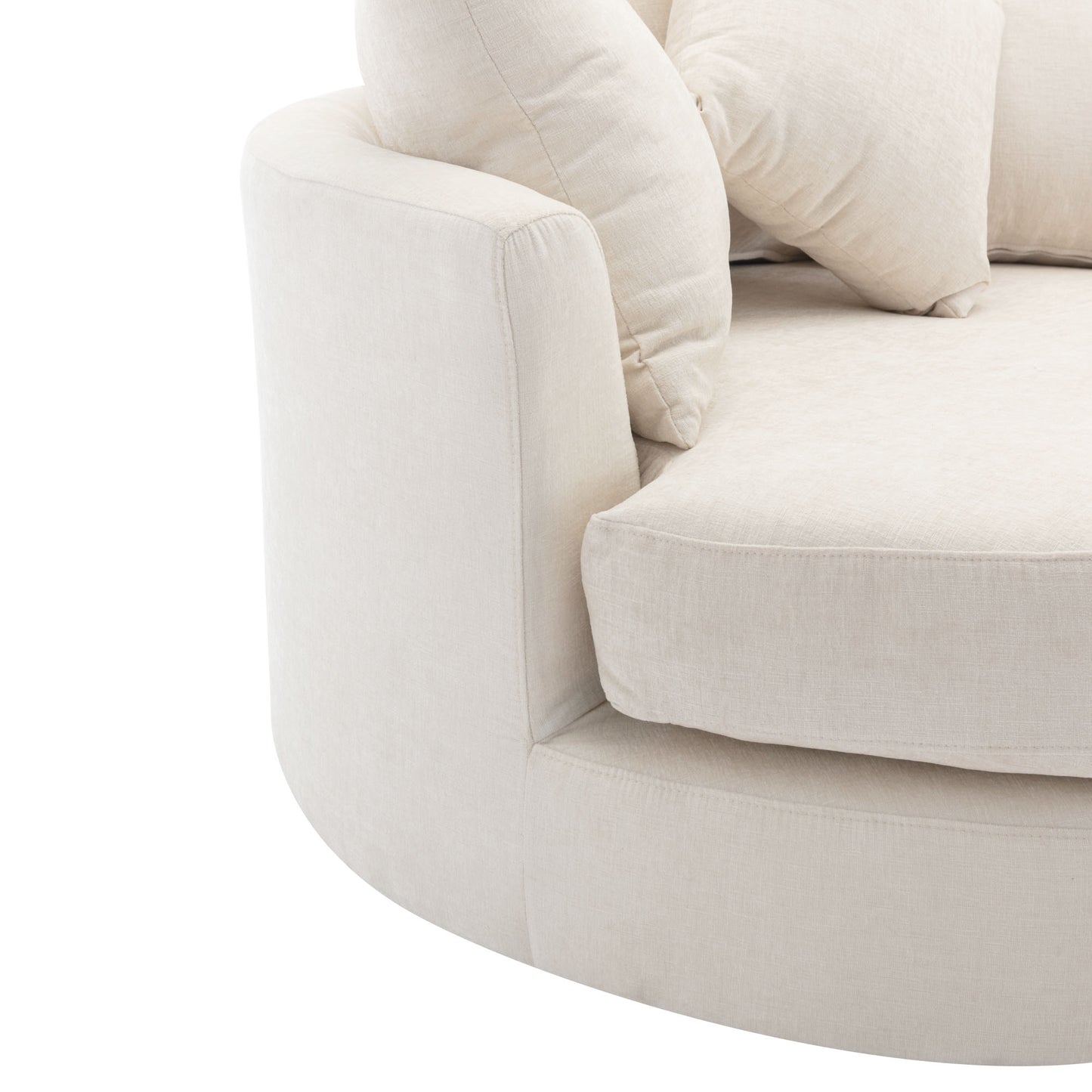 360° Swivel Accent Barrel Chair with Storage Ottoman & 4 Pillows - Cream