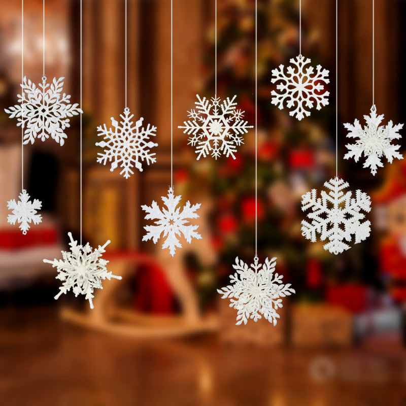 Snowflake String Windows Decorations for Christmas Party - PVC Pendant Set