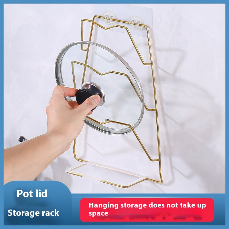 Stainless Steel Pot Lid Rack Wall Mount Organizer Kitchen Storage