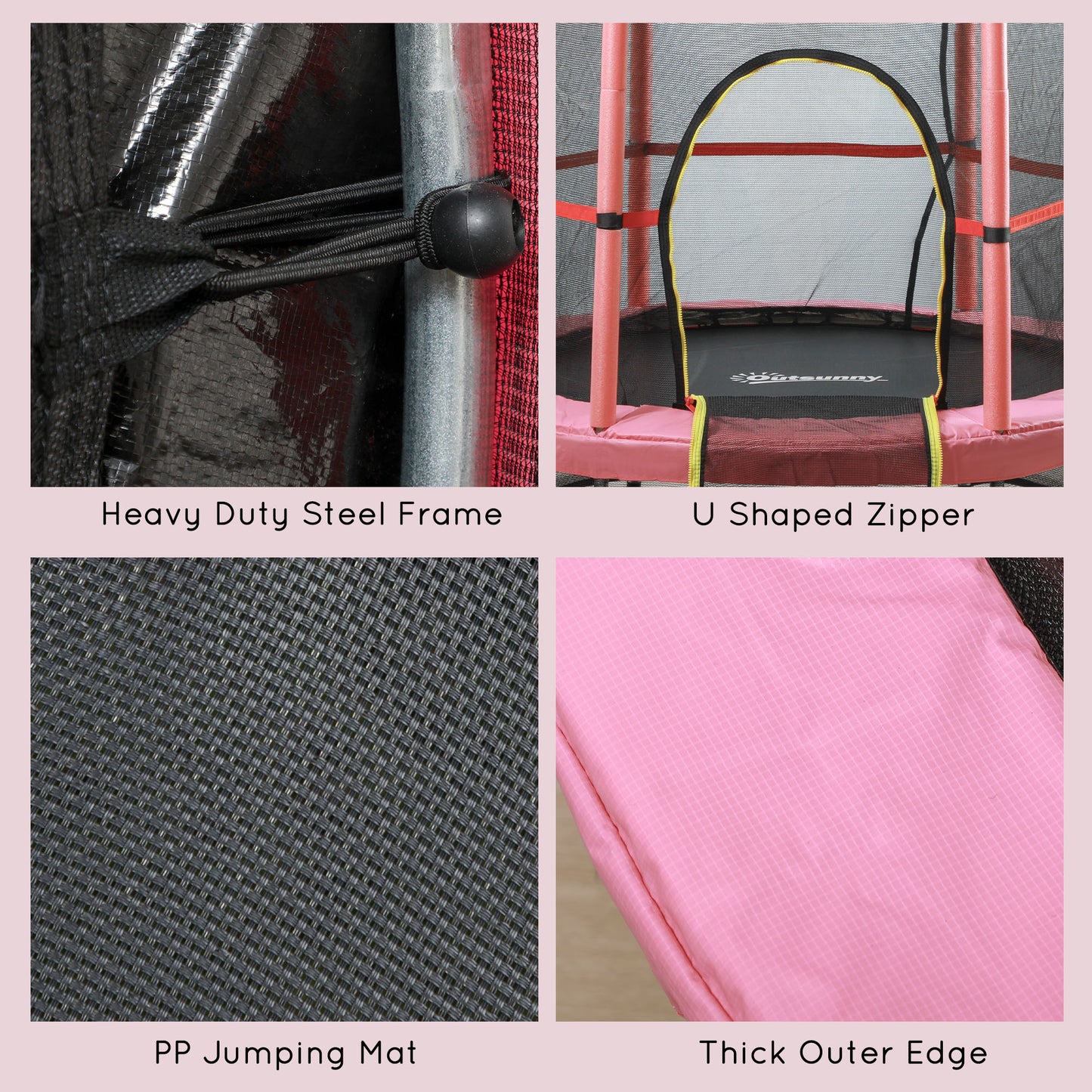 5FT Kids Trampoline with Enclosure Net - Pink, 3-6 Years