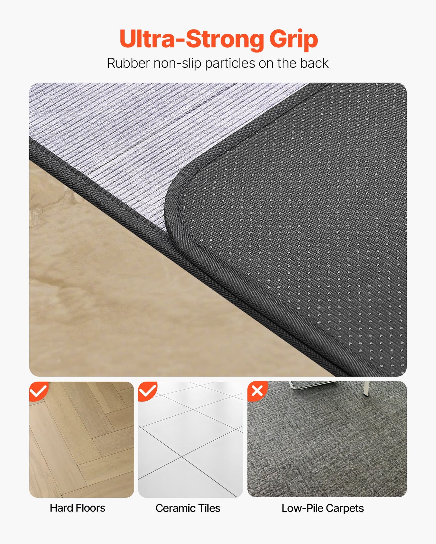 36 x 48-Inch Office Chair Mat for Hard Floors - Non-Slip Grey