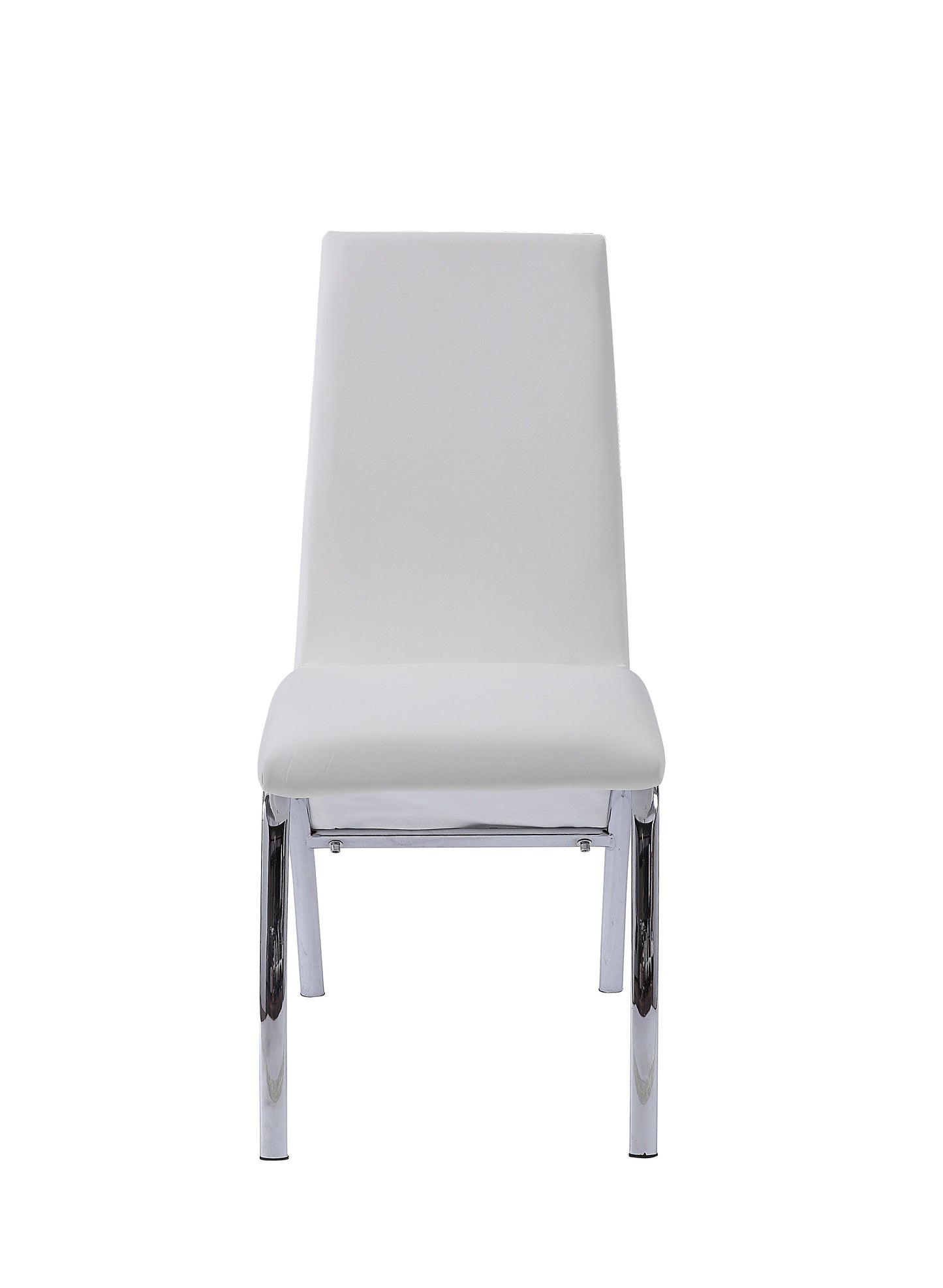 Pervis White Synthetic Leather Side Chair Set of 2 - Chrome Finish