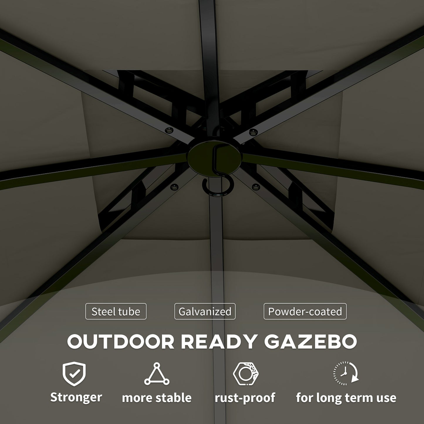 Outdoor Gazebo with Curtains & Church Windows - Dark Gray