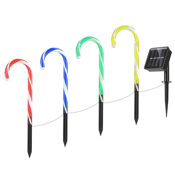 Solar Candy Cane Light - IP55 Waterproof, 8 Lighting Modes