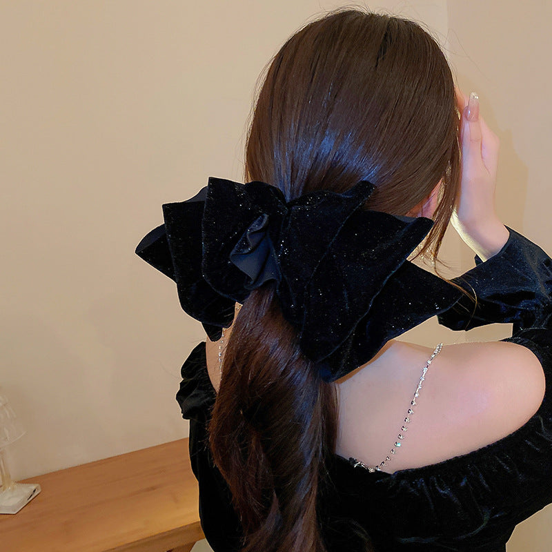 Velvet Bow Hair Clip with Spring Clip