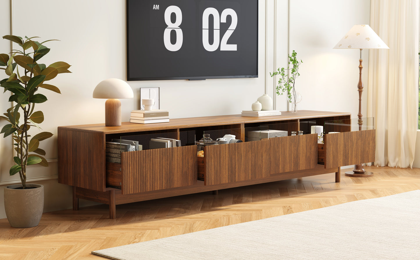 78-Inch TV Stand for Living Room - Modern Entertainment Center