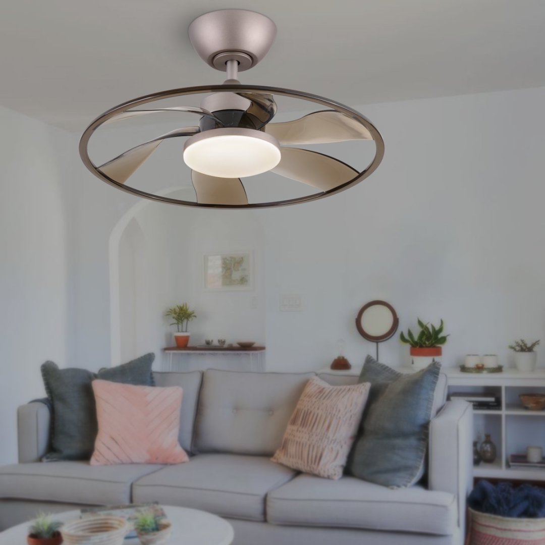 Indoor LED Ceiling Fan with Remote Control - 22W, Reversible, Modern Coffee Finish