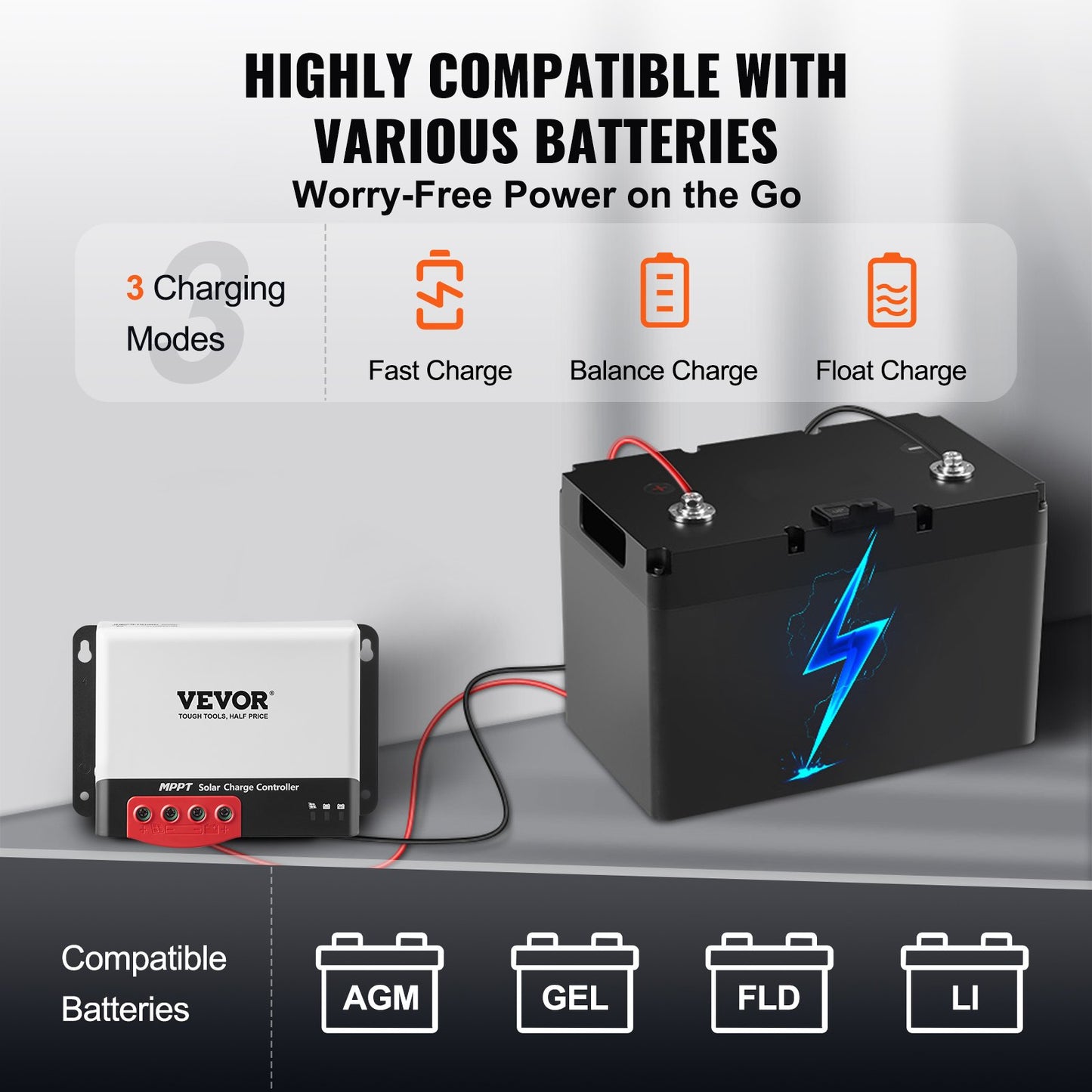 50A MPPT Solar Charge Controller with Bluetooth - 12V/24V Auto DC, High Efficiency