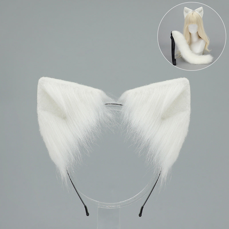 Cat Ear Headband and Tail Set - Plush, Trendy Cat Costume Accessory