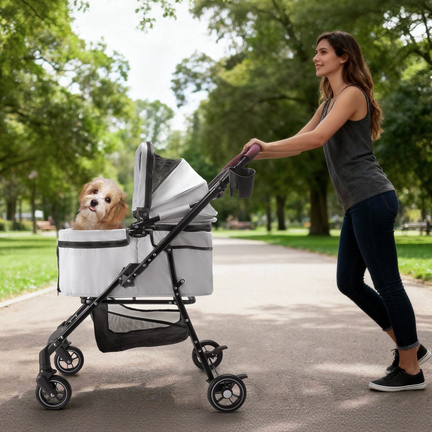Foldable Pet Stroller for Small Dogs and Cats - Portable, Safety & Comfort