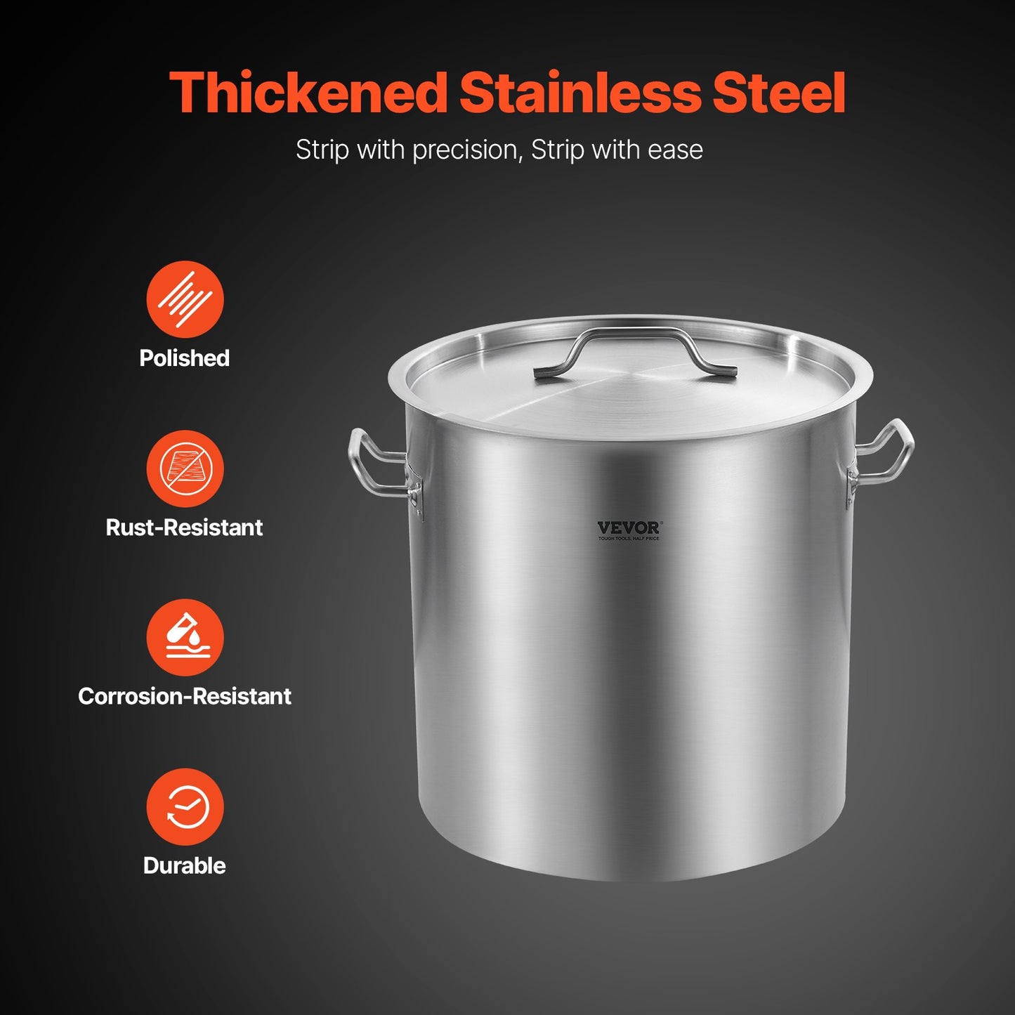 53 QT Stainless Steel Stockpot with Lid – Large Cooking Pot