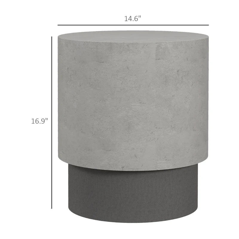Round Lightweight Accent Table with Concrete Finish - Gray