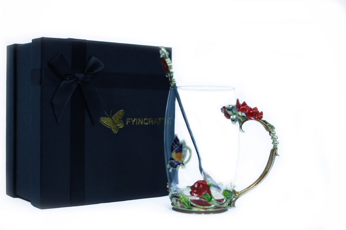 Enamel Glass Water Cup - Clear Drinking Glass for Kitchen & Dining