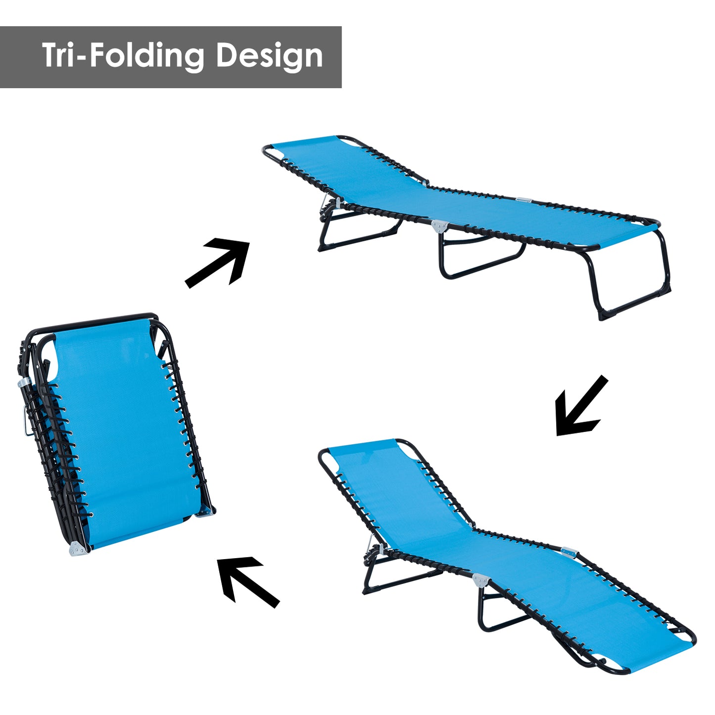 Foldable Lounge Chair - 4-Position Reclining, Portable Mesh, Light Blue
