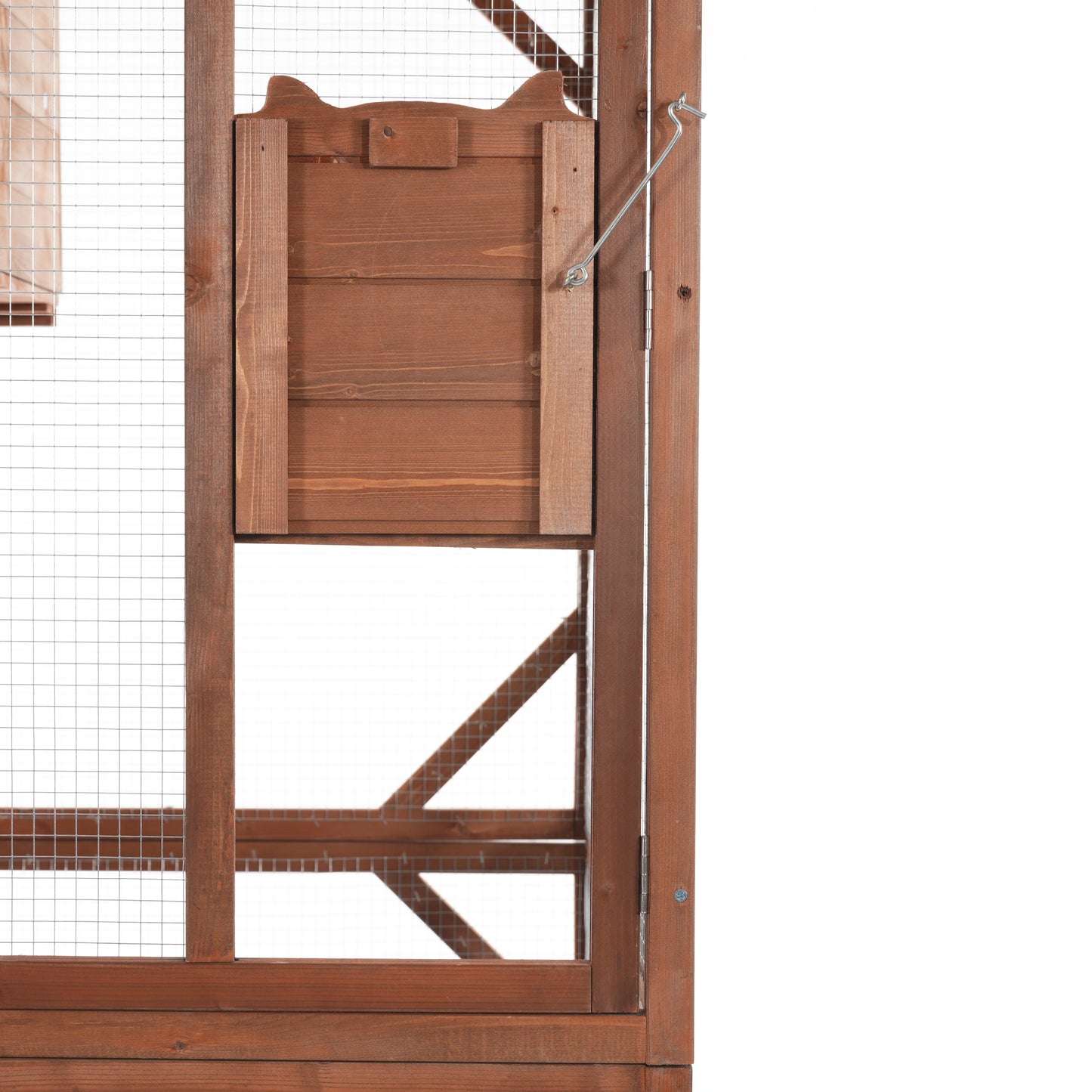 Outdoor Wooden Cat Enclosure with Lockable Wheels & Multi-Level Platforms, Weatherproof Fir Cat Cage