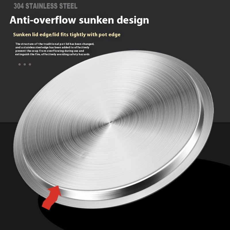 Extra Thick Stainless Steel Soup Pot Lid Food Grade Kitchen Storage Cover