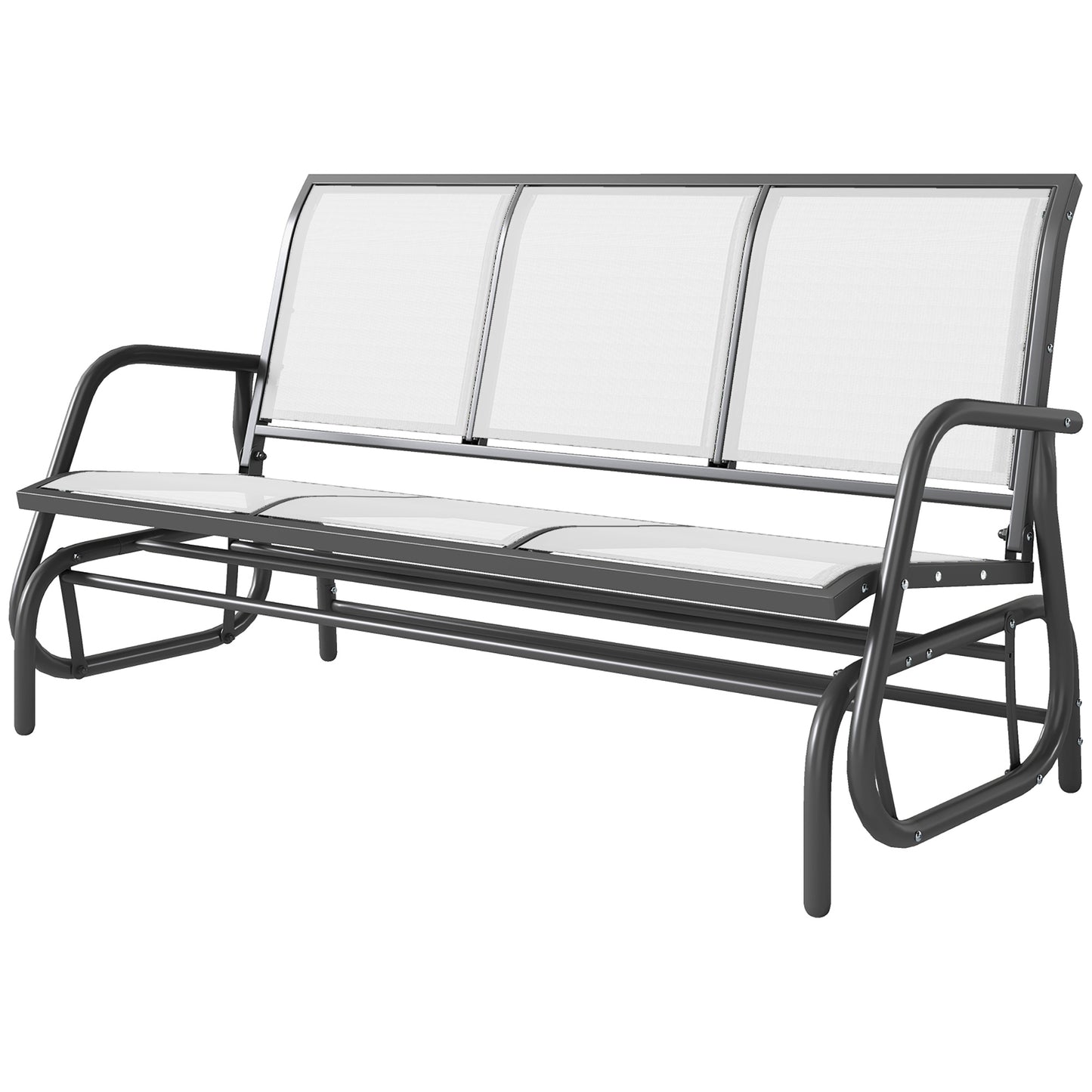 3-Person Outdoor Patio Glider Bench - Cream White Mesh Fabric